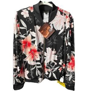 NWT Iman Women’s Reversible Jacket Tropical Print Travel Cruise Festival Sz S